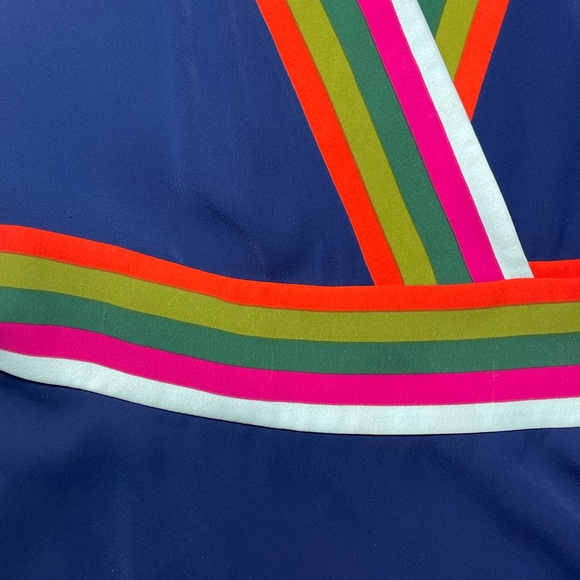 Tory Burch Peggy Wrap Dress Short Sleeve Navy Blue Stretch V-neck Womens Size 0 - Picture 15 of 16